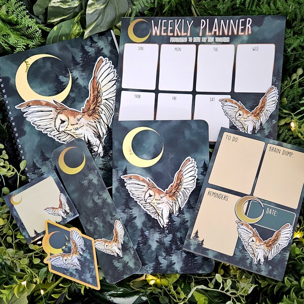 The Owl and Dark Forest - Stationery Bundle