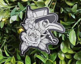MATTE STICKER: Plague Doctor with Roses