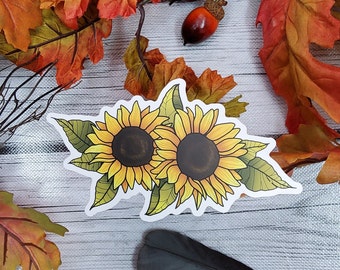 MATTE STICKER: Sunflower Botanical Illustration , Sunflower Sticker , Yellow and Gold Sunflower Sticker , Sunflower Vibes , Sunflowers