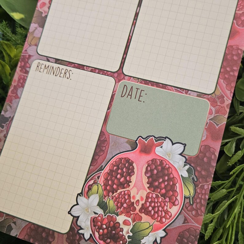 Repeat Pattern Note Pad NOTEPAD 5 X 8: Pomegranate 'brain Dump' With Grid Planner Style Pages ...