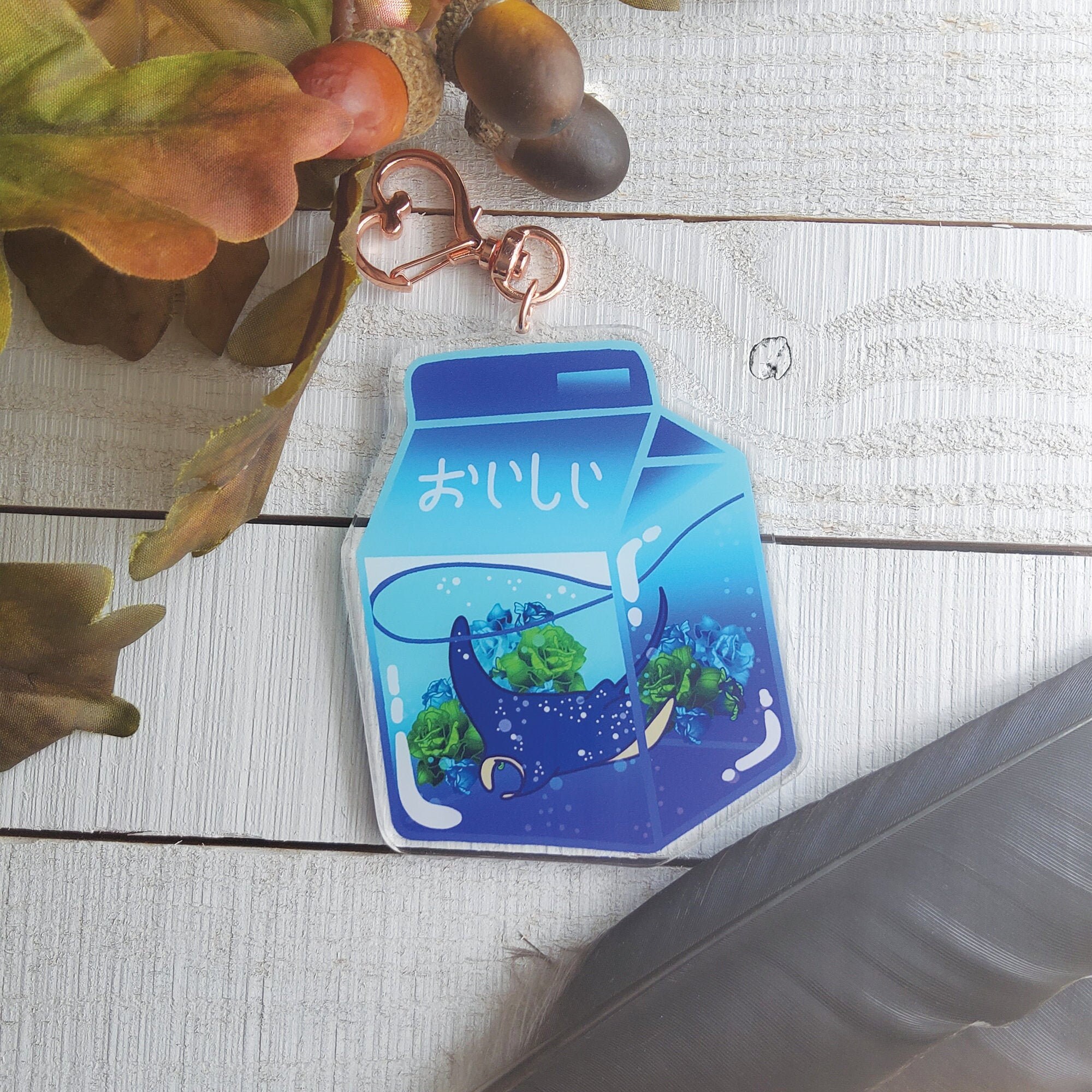 Manta Ray Ocean Milk Carton Acrylic Charm , Ocean Milk Acrylic Charm …
