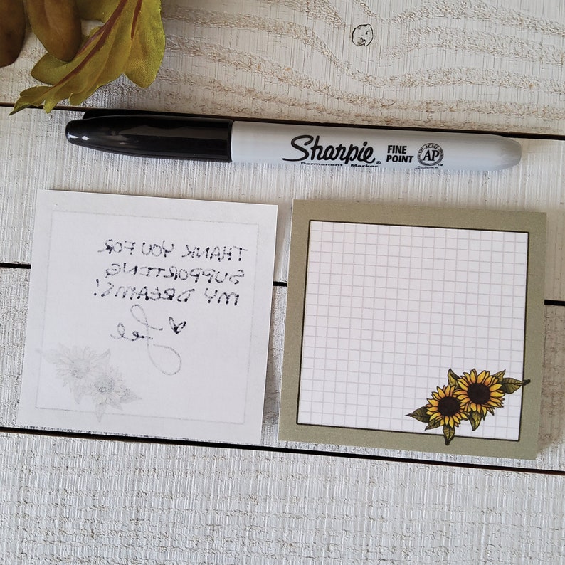 STICKY NOTES: Sunflower and Sage Notes , Floral Aesthetic Sticky Notes , Summer Sunflower Sticky Notes , Sunflower Sticky Note Pad image 6