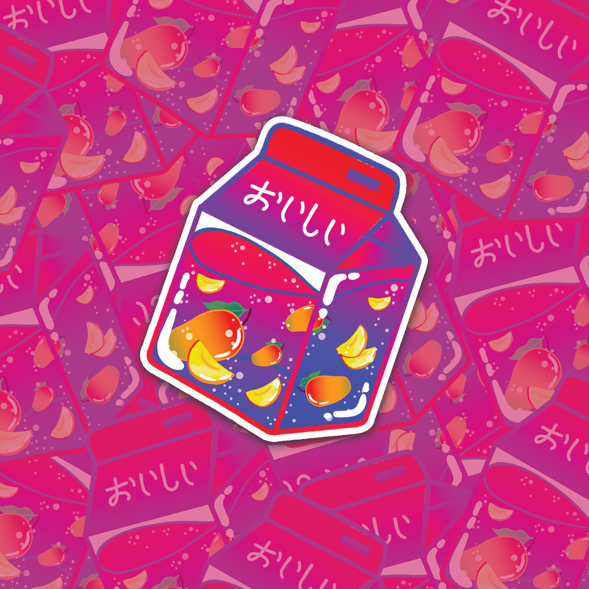 Mango Fruit Pink and Purple Milk Carton Sticker , Mango Milk Sticker …