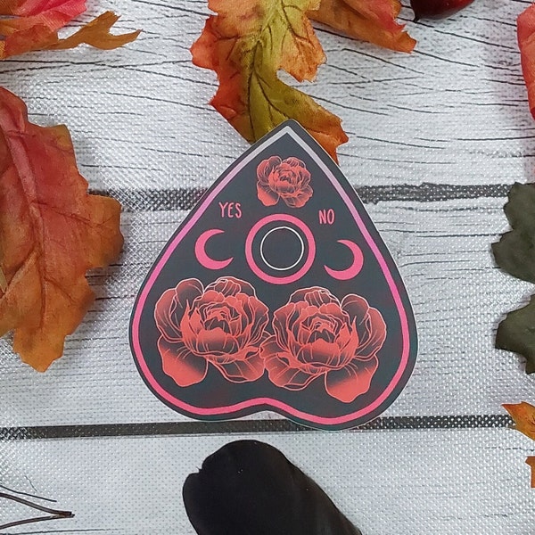 MATTE STICKER: Black and Red Rose Planchette , Black and Red Rose Planchette Sticker , Red Rose Planchette Sticker , Rose Planchette