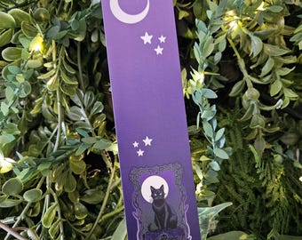 BOOKMARK: The Cat Tarot Card Bookmark , The Cat Bookmark , Fantasy Bookmark , Purple Cat Bookmark