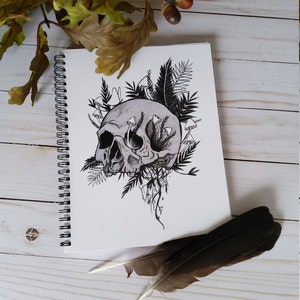 SPIRAL NOTEBOOK: Rebirth Skull and Mushrooms , Skull and Mushrooms Journal , Skull and Mushroom Spiral Notebook , Skull Notebook