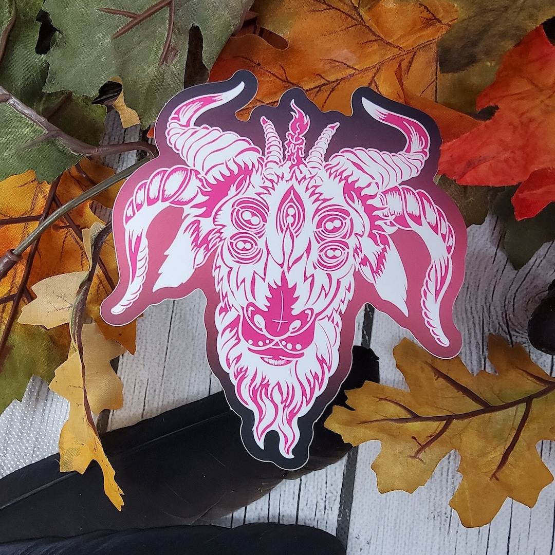 MATTE STICKER All Seeing Goat Pink and Black Illustration Etsy