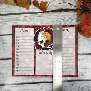 HOURLY PLANNER: Harness Your Fears Skull and Dahlia Flowers , Red and Black Skull Stationery , Skull and Floral Art , Skull Art , Floral Art image 4