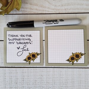 STICKY NOTES: Sunflower and Sage Notes , Floral Aesthetic Sticky Notes , Summer Sunflower Sticky Notes , Sunflower Sticky Note Pad image 5