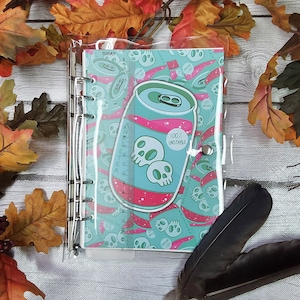 REUSABLE STICKER BOOK: AnxieTEA Style Sticker Storage Book , Reusable Sticker Binder , AnxieTEA Teal Soda Can Art