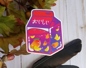 GLOSSY STICKER: Mango Fruit Pink and Purple Milk Carton , Mango Milk Sticker , Mango Milk Carton Sticker , Mango Fruit Sticker , Mango