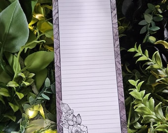 NOTEPAD 3 x 8: Black and Grey Roses - Lined