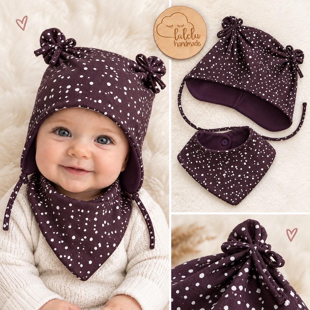 Mütze Öhrchenmütze Dreiecktuch Set Stirnband Haarband Kinder Baby ...