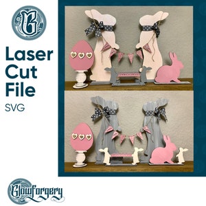 Easter Bunny Reversible  Display / Digital Laser Cut SVG File / Glowforge / Home Decor / Vector