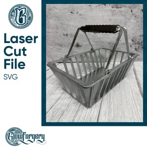 Vintage Shopping Basket / Digital Laser Cut SVG File / Glowforge / Home Decor / Vector
