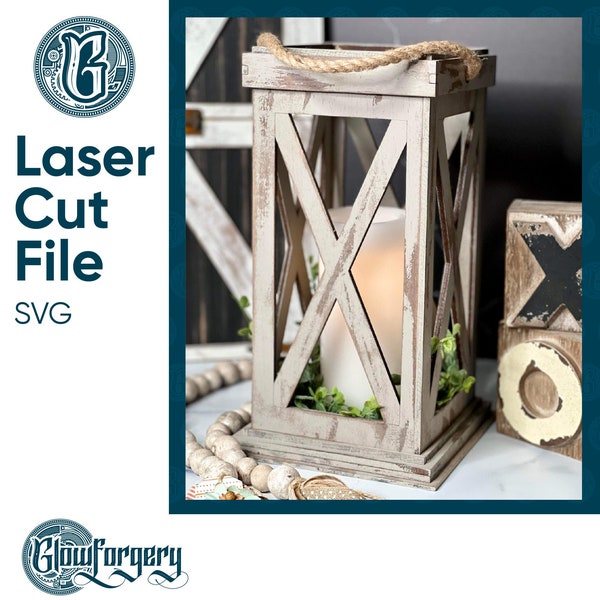 Rustic Lantern Decor / Digital Laser Cut SVG File / Glowforge / Home Decor / Vector