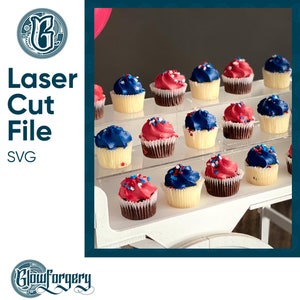 Cupcake, Cake Pop & Dessert Display Stand / Digital Laser Cut SVG File / Glowforge / Home Decor / Vector