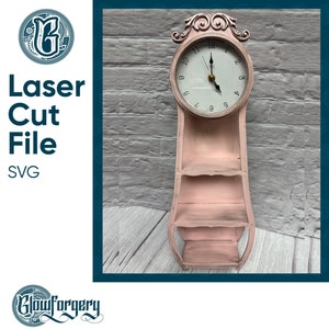 Vintage Mini Reloj de Abuelo / Archivo SVG de corte láser digital / Glowforge / Decoración del hogar / Vector