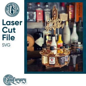 Mini Liquor Bottle Cake Caddy BUNDLE / Digital Laser Cut SVG File / Glowforge / Home Decor / Vector