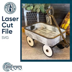 Vintage Toy Wagon / Digital Laser Cut SVG File / Glowforge / Home Decor / Vector