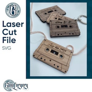 Cinta de casete de doble cara / Archivo SVG cortado por láser digital / Glowforge / Decoración del hogar / Vector