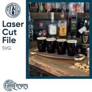 Bandeja de voo de cerveja / Arquivo SVG digital com corte a laser / Glowforge / Decoração de casa / Vetor
