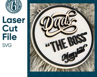 Dad's the boss, Mum said Sign / Digital Laser Cut SVG File / Glowforge / Home Decor / Vector