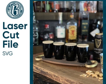 Beer Flight Tray / Digital Laser Cut SVG File / Glowforge / Home Decor / Vector