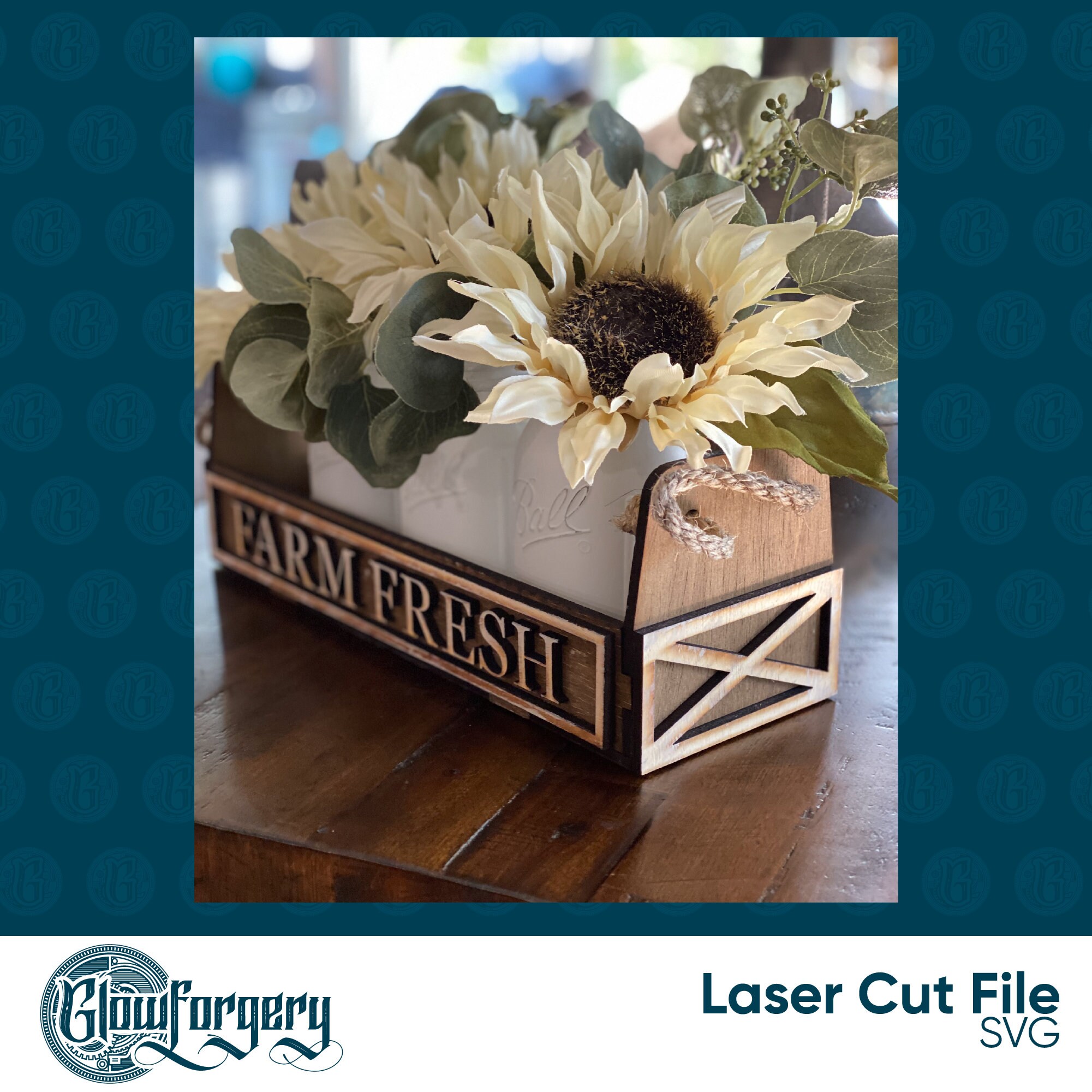 Farmhouse Mason Jar Caddy / Digital Laser Cut SVG File / Glowforge ...