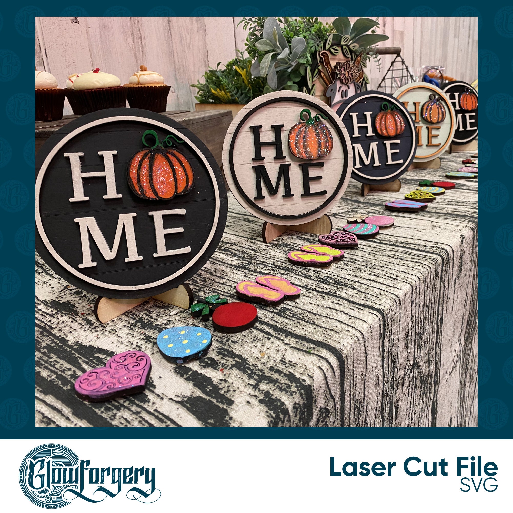 HOME Sign DIY Kit 6.5 Round With Stand / Digital Laser Cut Etsy