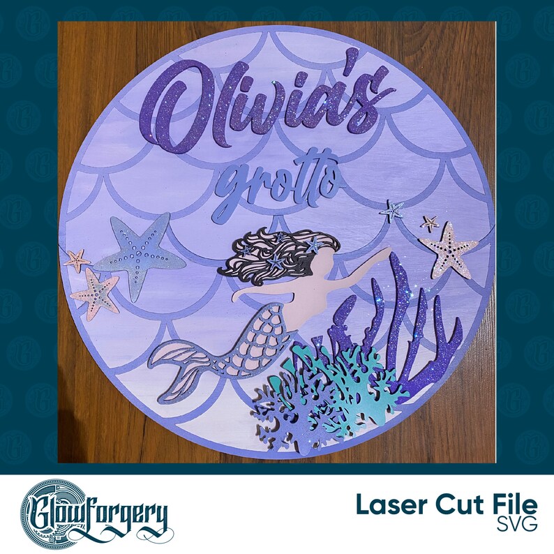 Mermaid Sign - With 19" Round / Digital Laser Cut SVG File / Glowforge ...
