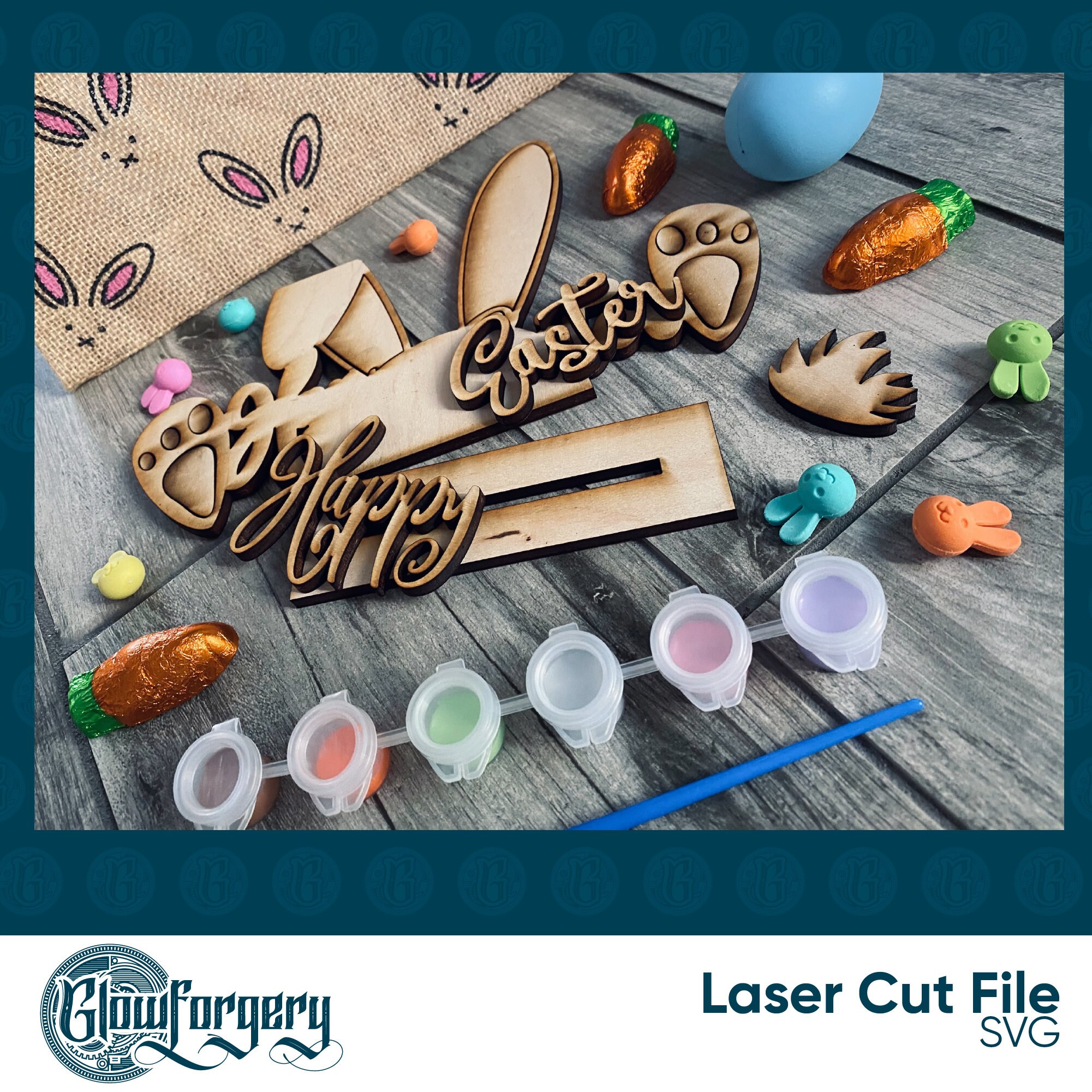 Happy Easter Sign / Digital Laser Cut SVG File / Glowforge / Home Decor ...