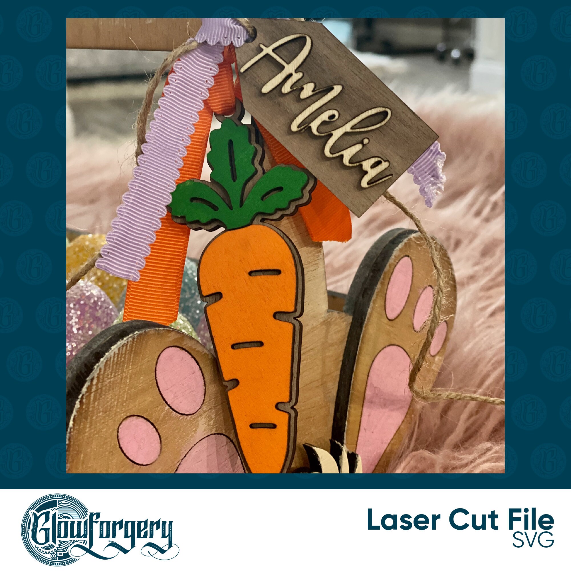 Easter Bunny Basket SVG . Egg Display, Glowforge File (digital Download ...