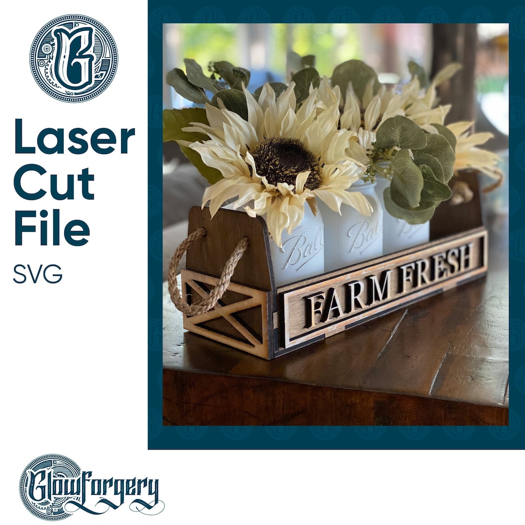 Farmhouse Mason Jar Caddy / Digital Laser Cut SVG File / Glowforge ...