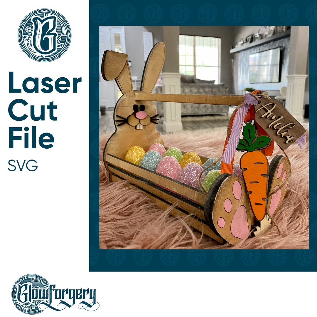 Easter Bunny Basket SVG . Egg Display, Glowforge File (digital Download ...