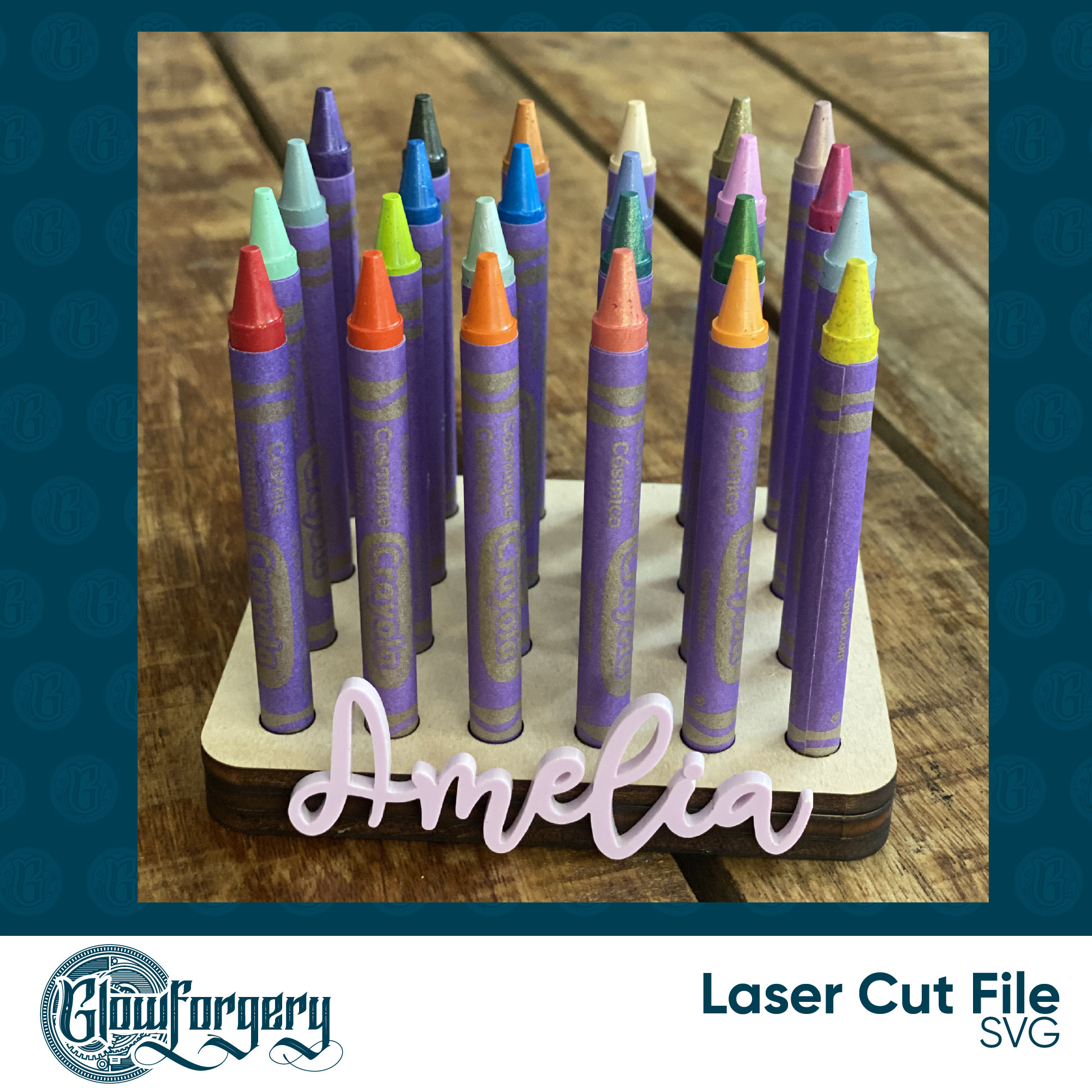 Crayon & Marker Organizer Set / Digital Laser Cut SVG File / Etsy