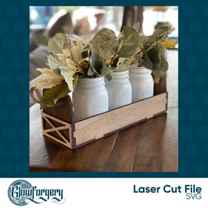 Farmhouse Mason Jar Caddy / Digital Laser Cut SVG File / Glowforge ...