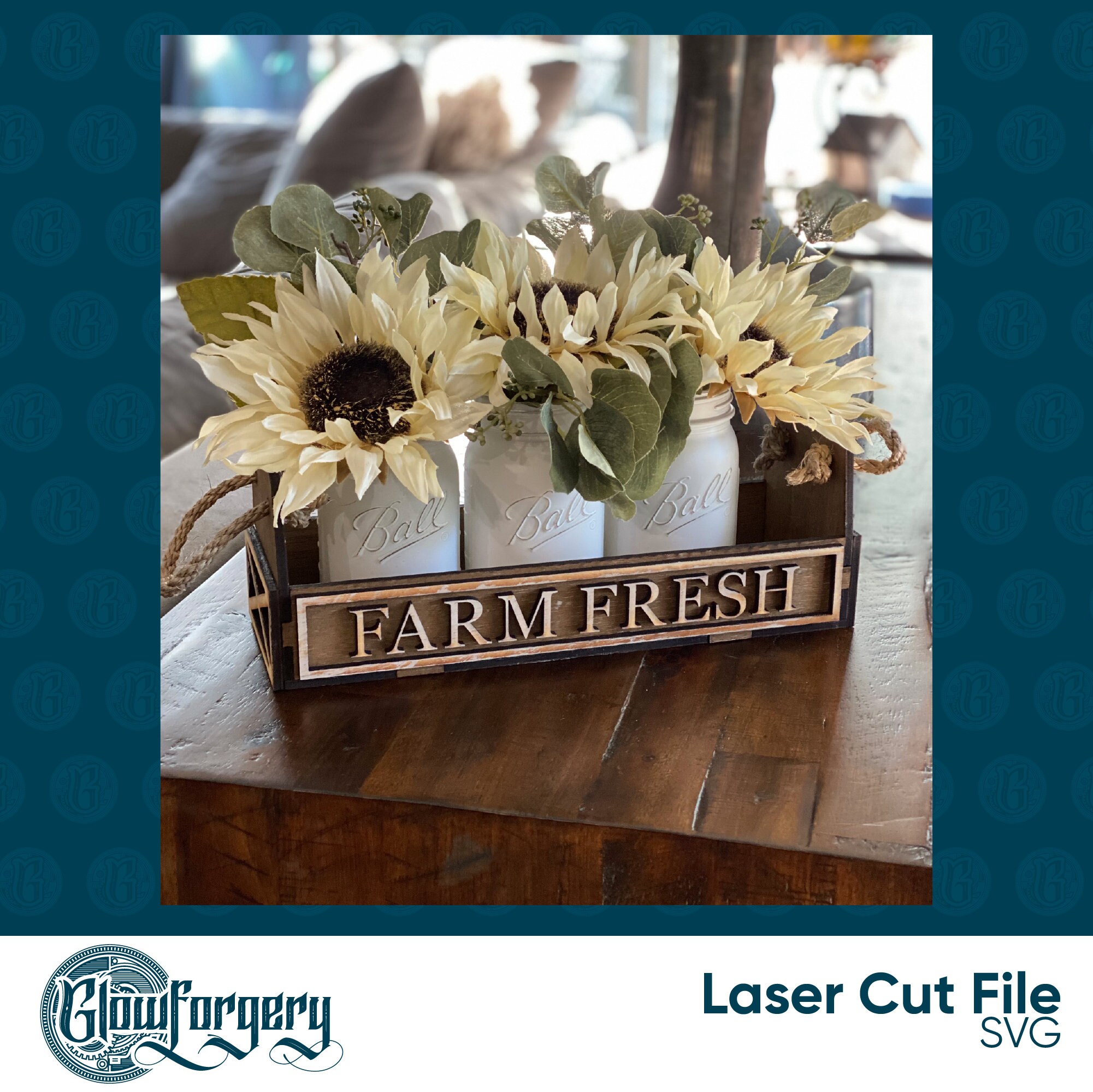 Farmhouse Mason Jar Caddy / Digital Laser Cut SVG File / Glowforge ...
