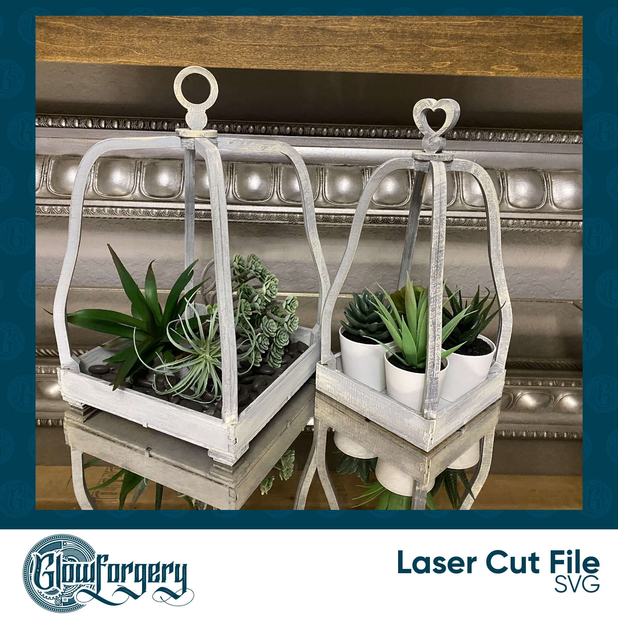 Rustic Cloche Set with Tiered Tray / Digital Laser Cut SVG Etsy