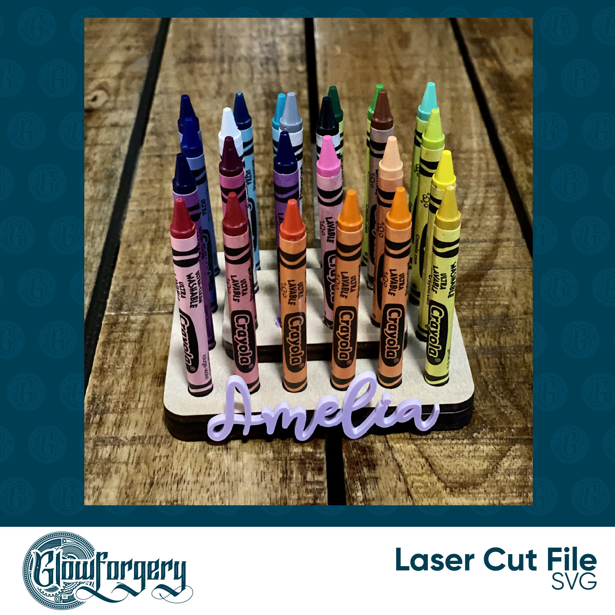 Crayon & Marker Organizer Set / Digital Laser Cut SVG File / Etsy