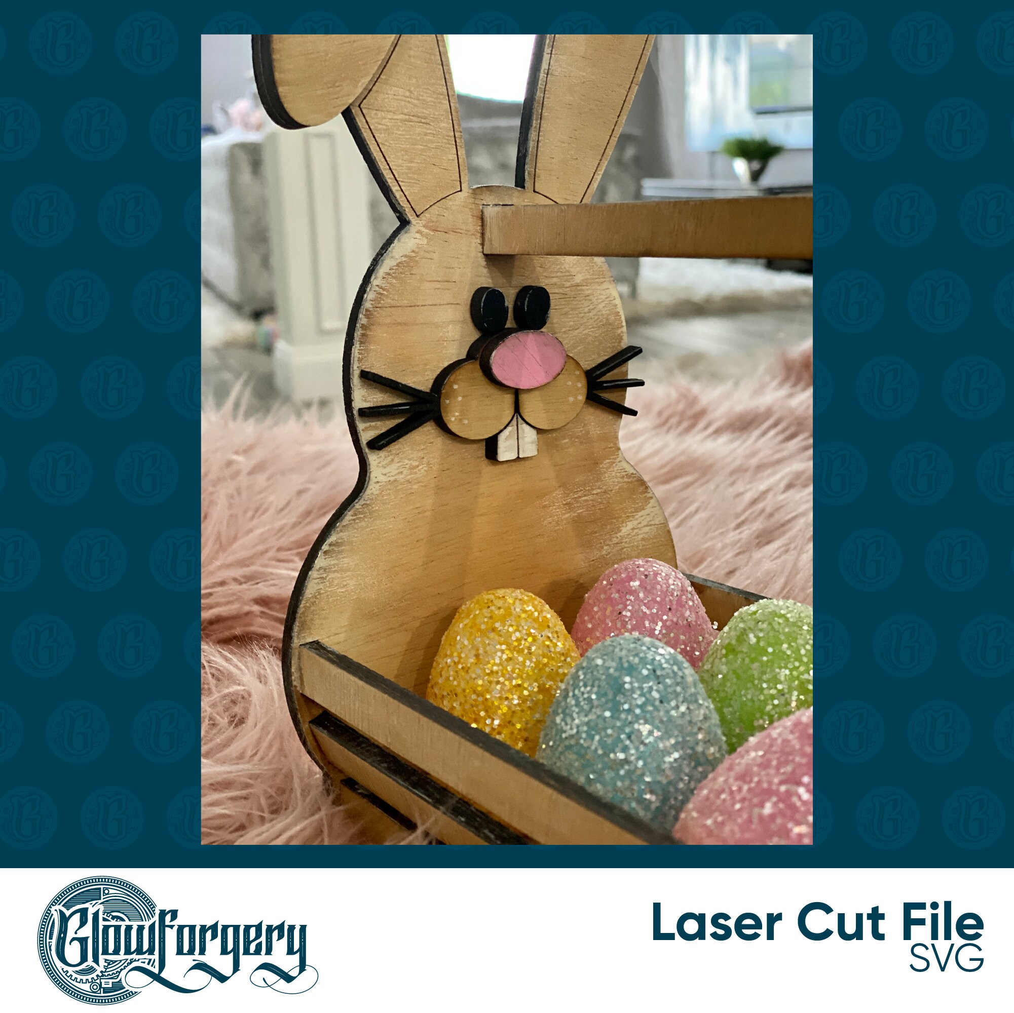 Easter Bunny Basket SVG . Egg Display, Glowforge File (digital Download ...