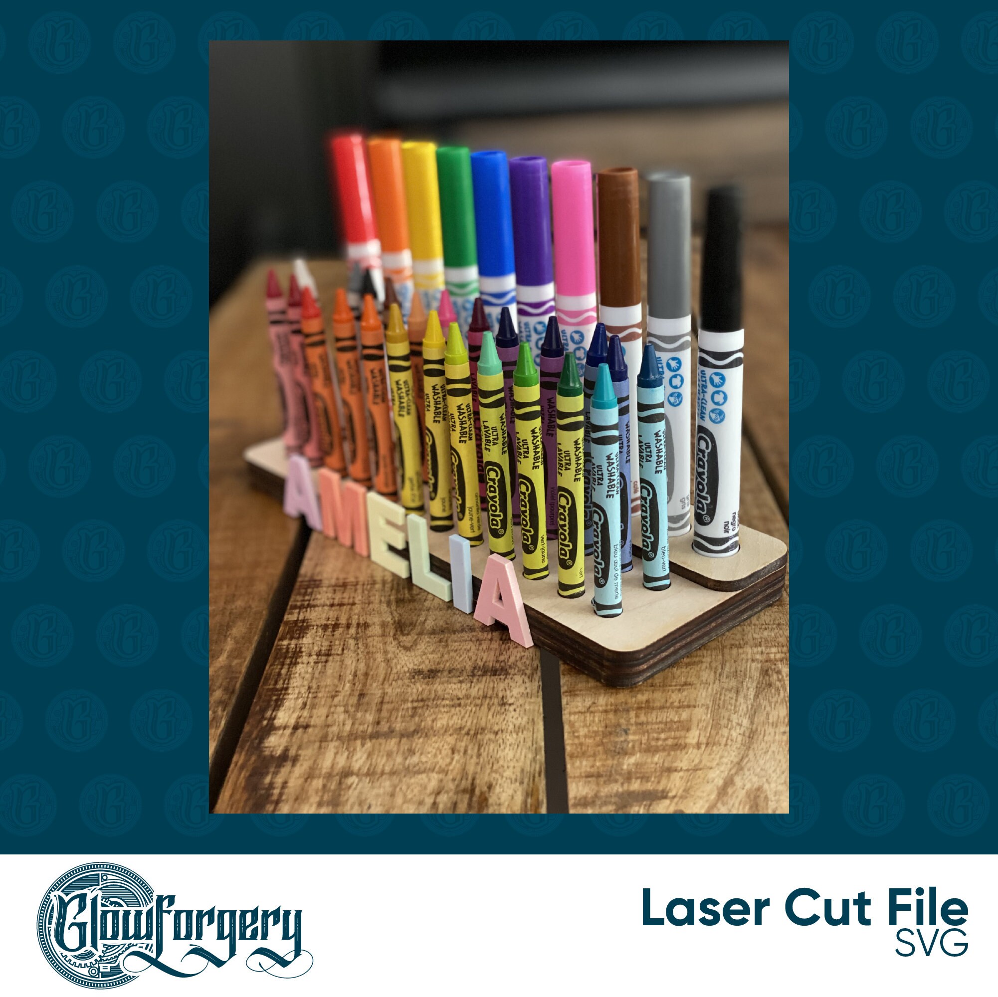 Crayon & Marker Organizer Set / Digital Laser Cut SVG File / Etsy