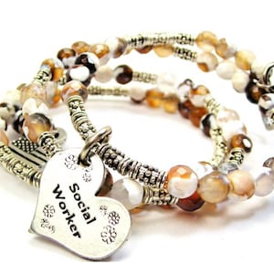 Social Worker Microcrystalline Quartz Wrap Agate Stone Bracelet