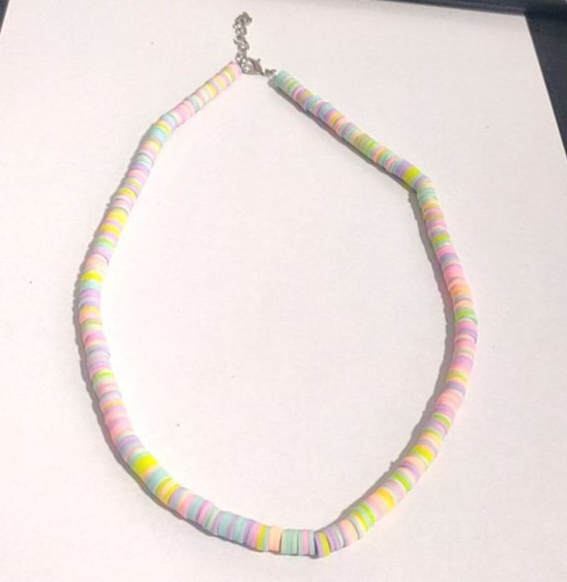 OBX Necklace Heishi Beads Pastel HEISHI Bead Necklace Outerbanks Beach Necklace