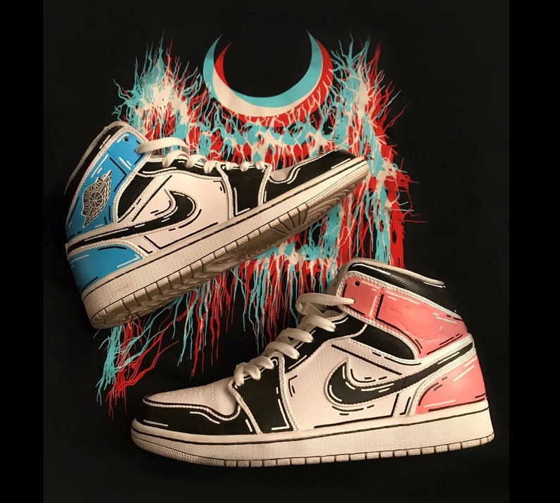 Nike Air Jordan 1 Cartoon Custom bi-color | Etsy