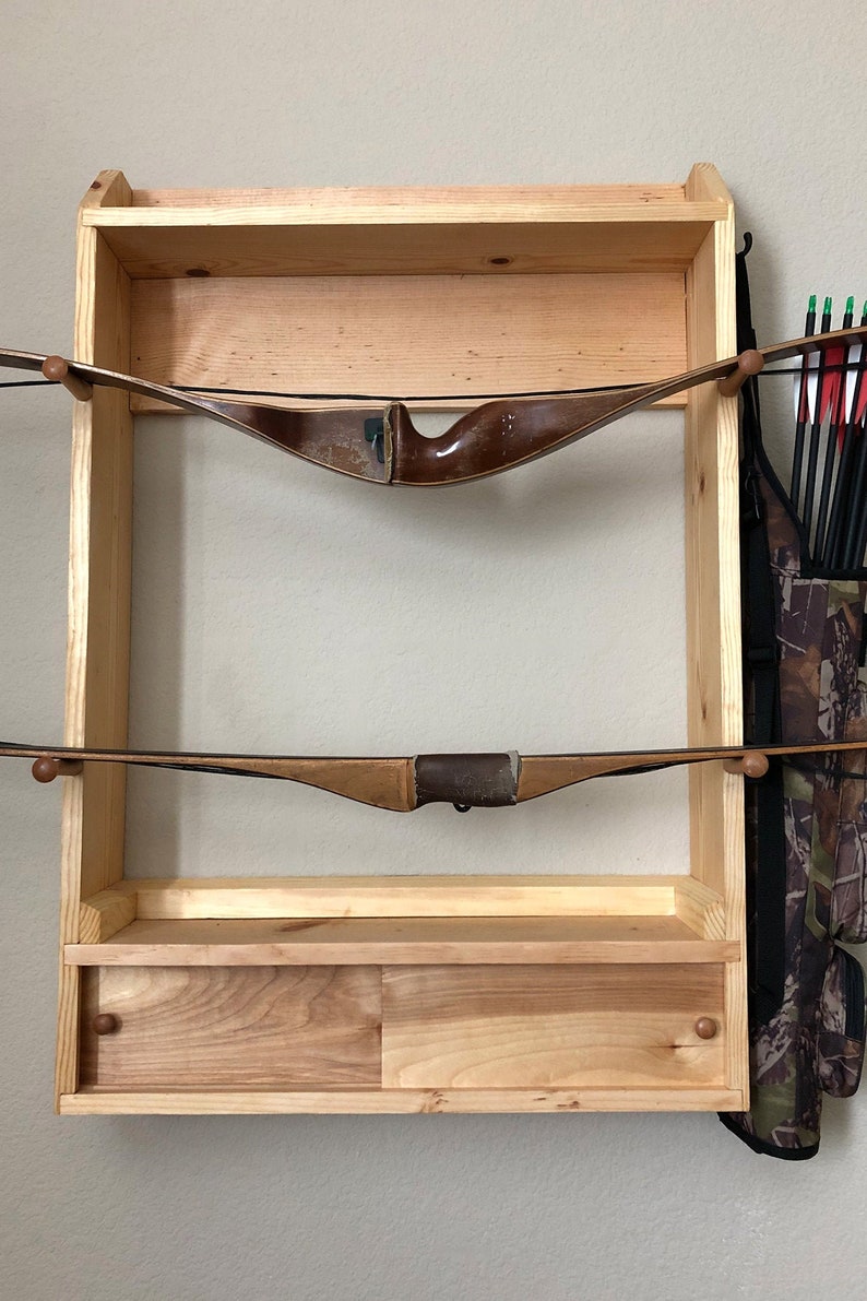 Bow Rack Wooden Wall Mount Etsy