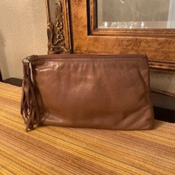 Vintage Letisse Leather Natural Tan Clutch