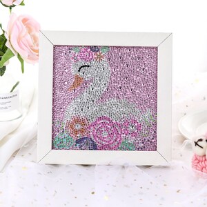 Maydear Small and Easy DIY 5d Diamond Painting Kits with Frame for Beginner  with White Frame for Kids 6X6 inch (Fox) 