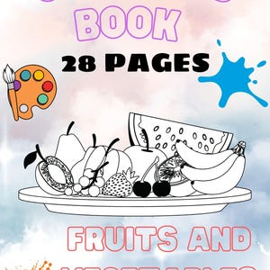 Fruit & Vegetable Coloring Book for Kids: 28 Printable Pages (PDF Download A4 Size)