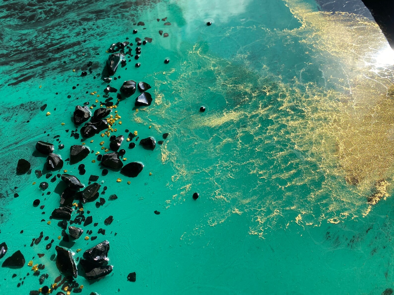 Resin Moon/ Teal Decor/ Resin Art UK/ Black Wall Art/ Etsy UK